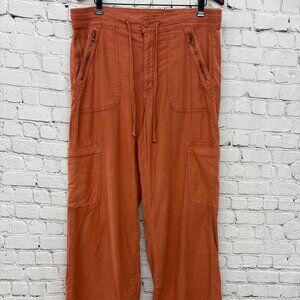 American Eagle Dreamy Drape Linen-Blend Baggy Wide-Leg Cargo Pants Terracotta 12